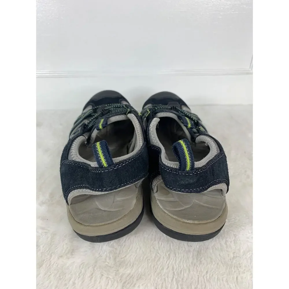 Mens Croft & Barrow Casual Sandals Size 10 Navy & Gray With Yellow Accents